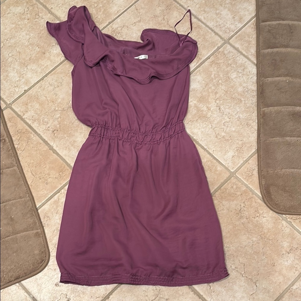 Max Studio woman's one shoulder Elegant Purple Ruffle Dress